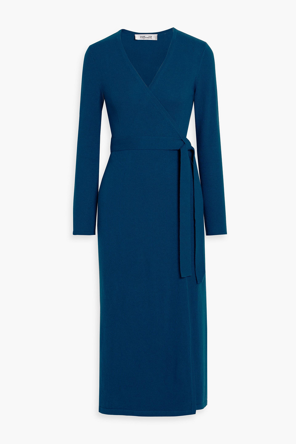 Diane Von Furstenberg Astrid Wool And Cashmere-blend Midi Wrap Dress In Blue