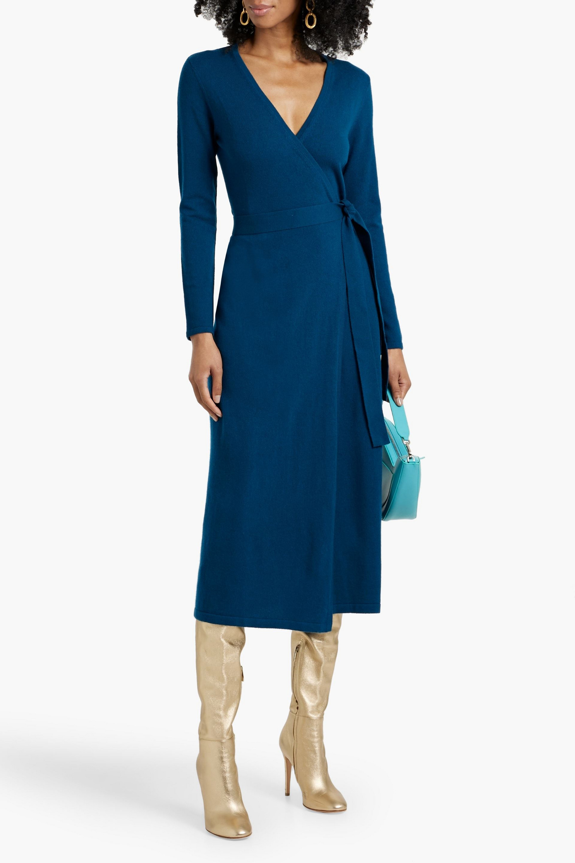 Diane von Furstenberg Astrid wool and cashmere-blend midi wrap dress