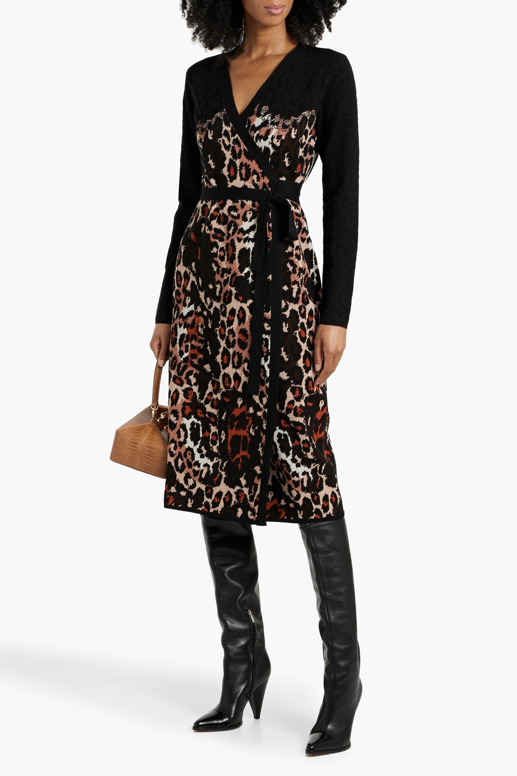 Diane von Furstenberg Savannah jacquard-knit midi wrap dress
