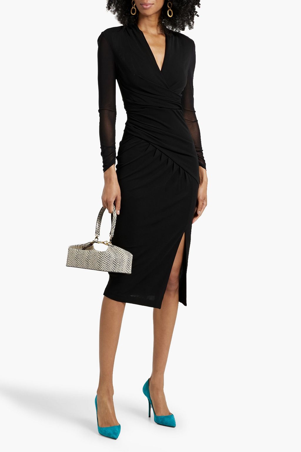 DIANE VON FURSTENBERG Serena wrap-effect mesh and jersey midi dress