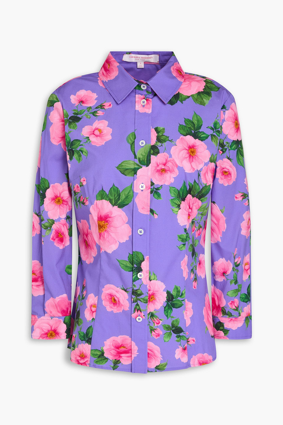 Carolina Herrera Floral-print Cotton-blend Poplin Shirt
