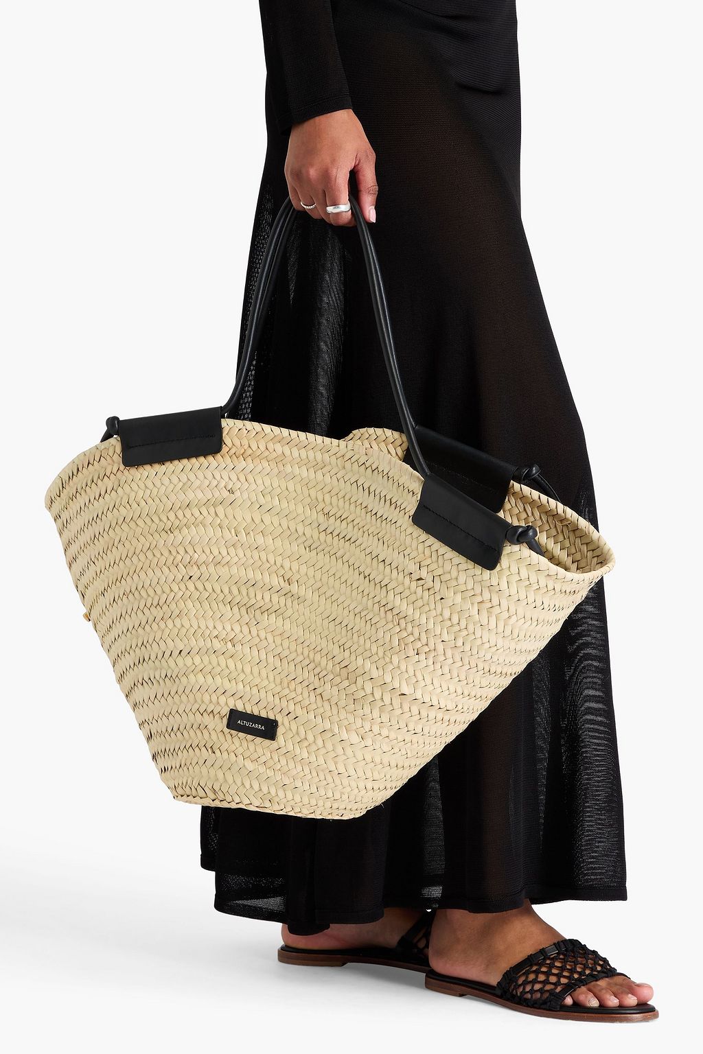 ALTUZARRA Watermill leather-trimmed raffia tote