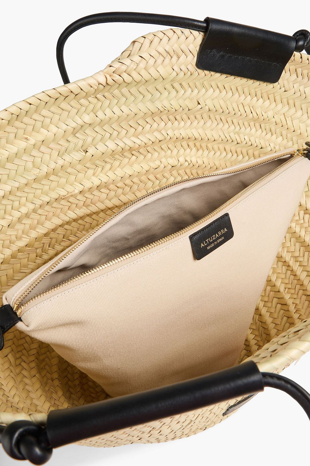 ALTUZARRA Watermill leather-trimmed raffia tote