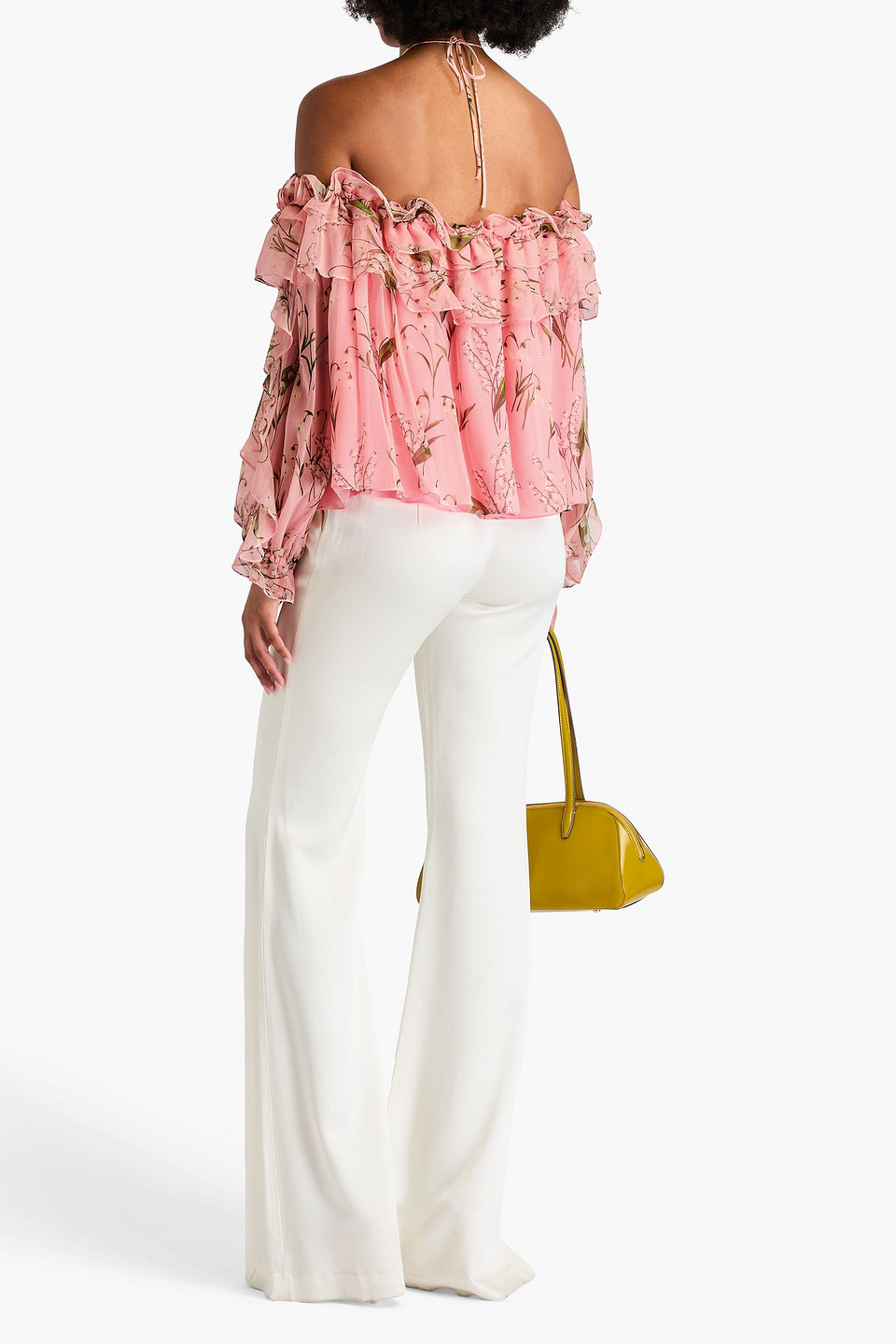 Carolina Herrera Cold-shoulder Floral-print Silk-georgette Top