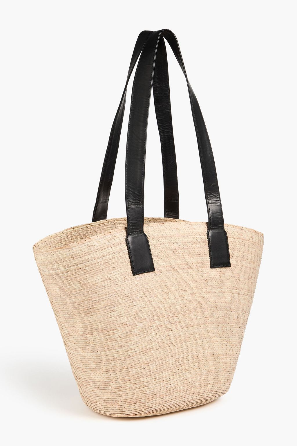 ALTUZARRA Medallion leather-trimmed raffia tote