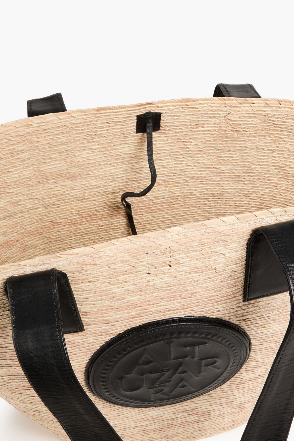 ALTUZARRA Medallion leather-trimmed raffia tote