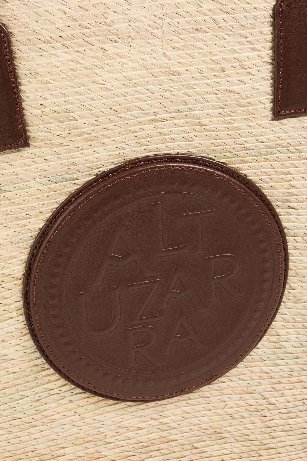 ALTUZARRA Medallion leather-trimmed raffia tote
