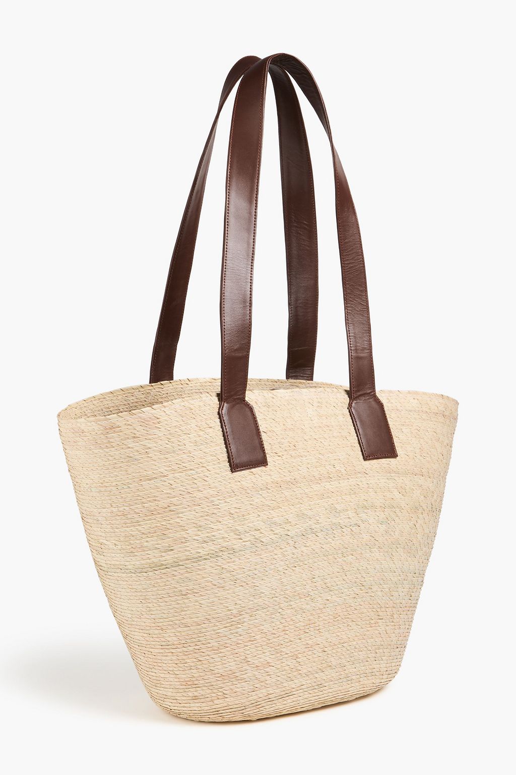 ALTUZARRA Medallion leather-trimmed raffia tote