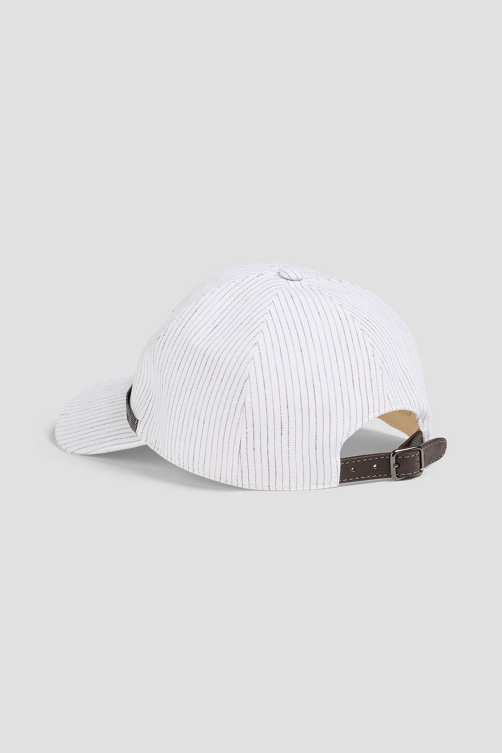 BRUNELLO CUCINELLI Bead-embellished striped baseball cap