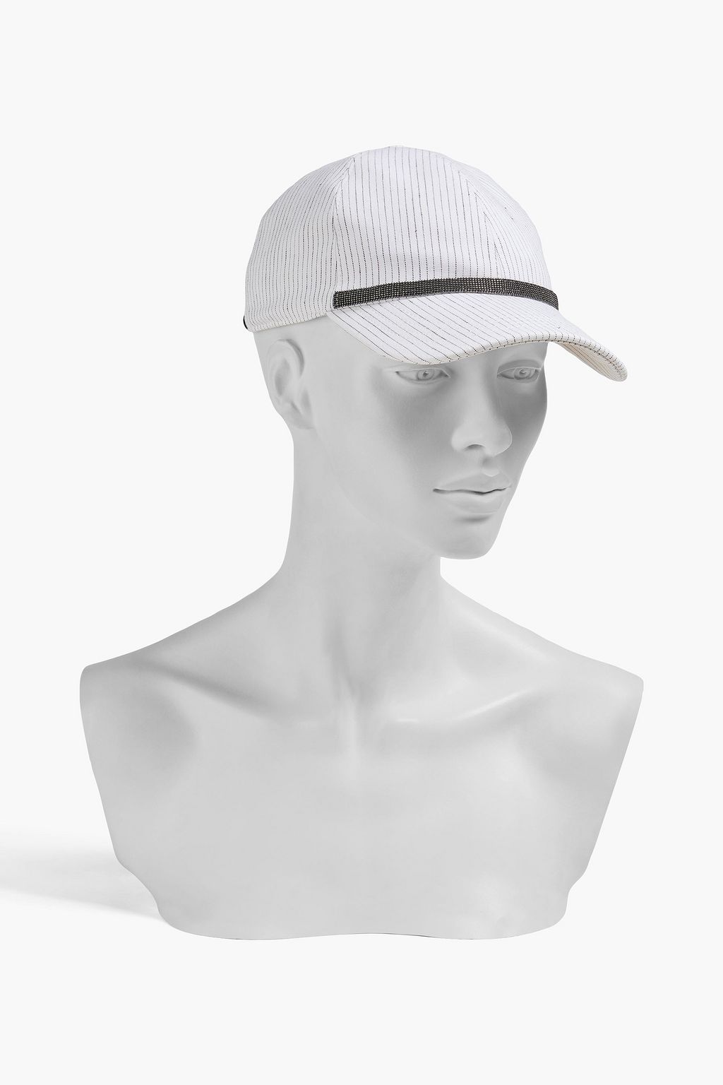 BRUNELLO CUCINELLI Bead-embellished striped baseball cap
