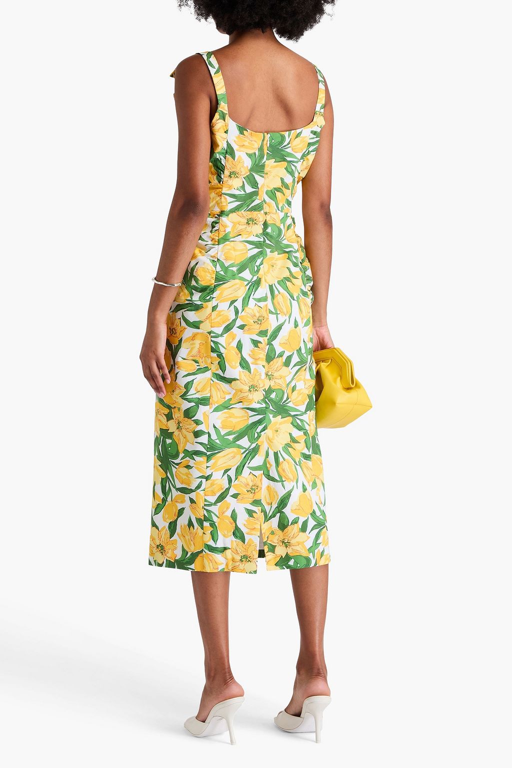 CAROLINA HERRERA Midikleid aus Popeline aus einer Baumwollmischung mit floralem Print