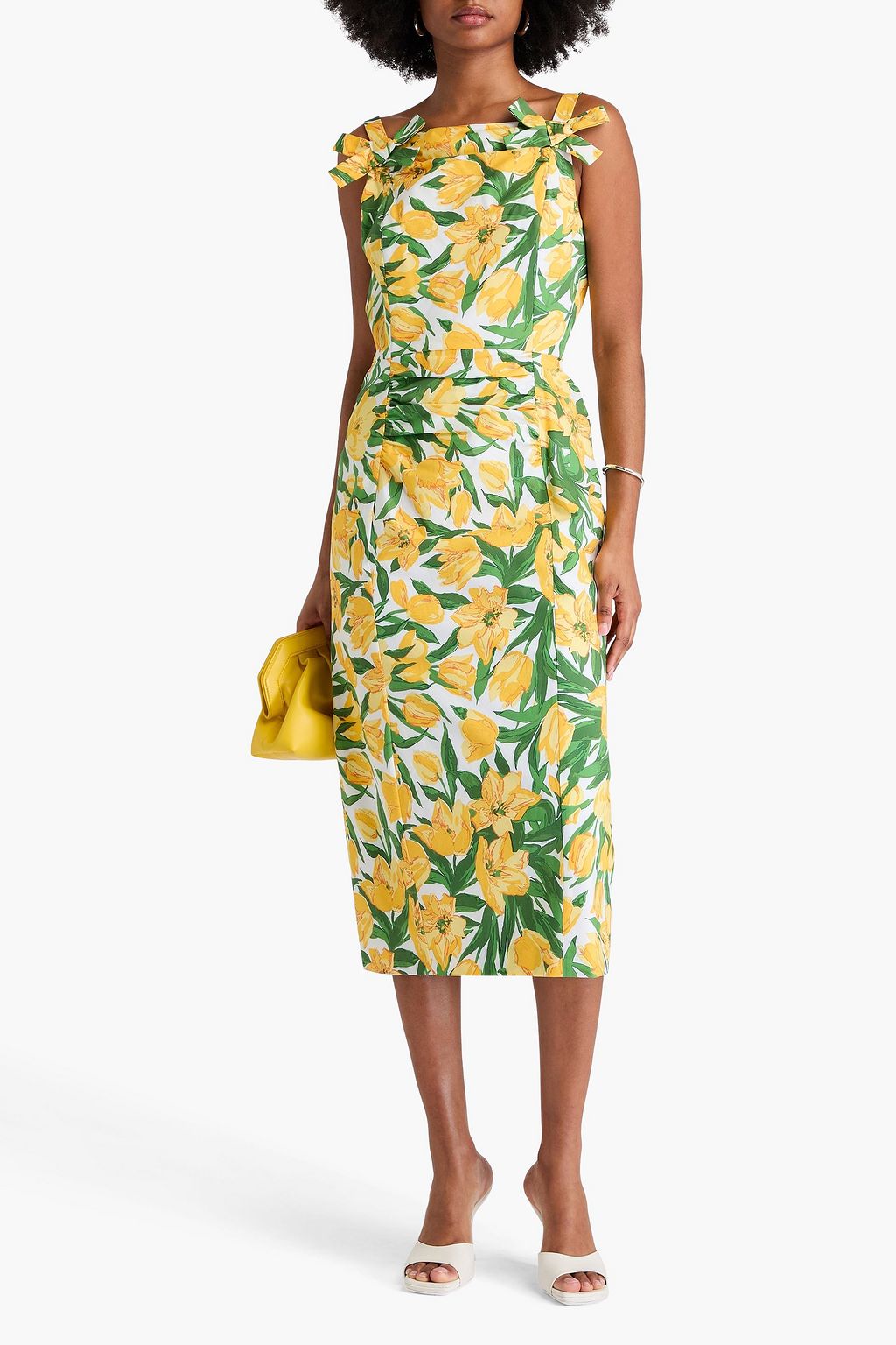 CAROLINA HERRERA Midikleid aus Popeline aus einer Baumwollmischung mit floralem Print