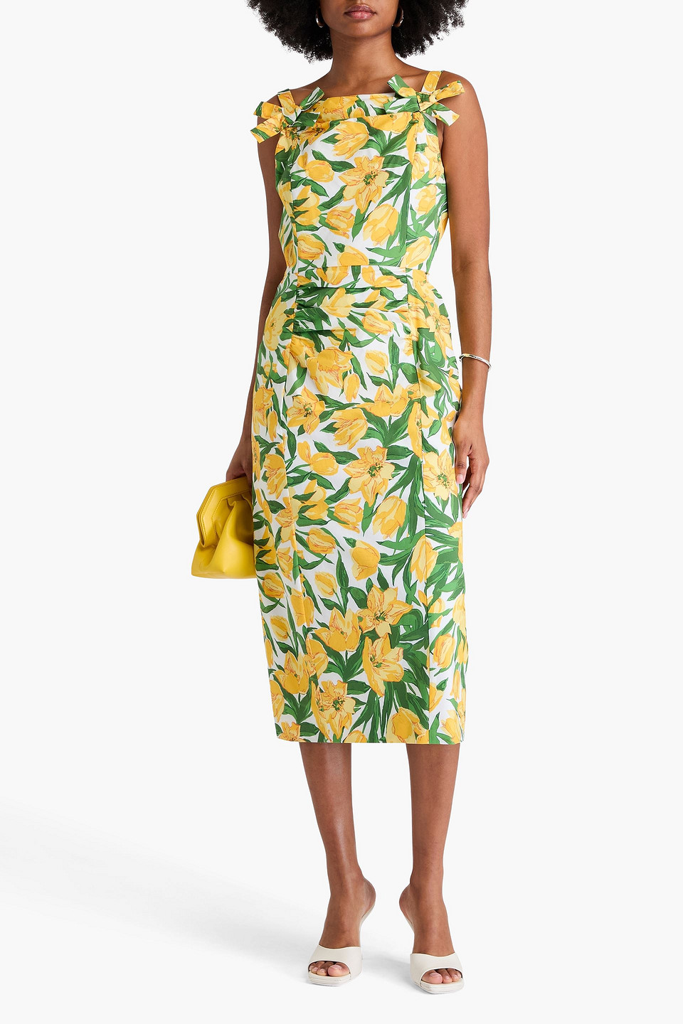 Carolina Herrera Floral-print Cotton-blend Poplin Midi Dress