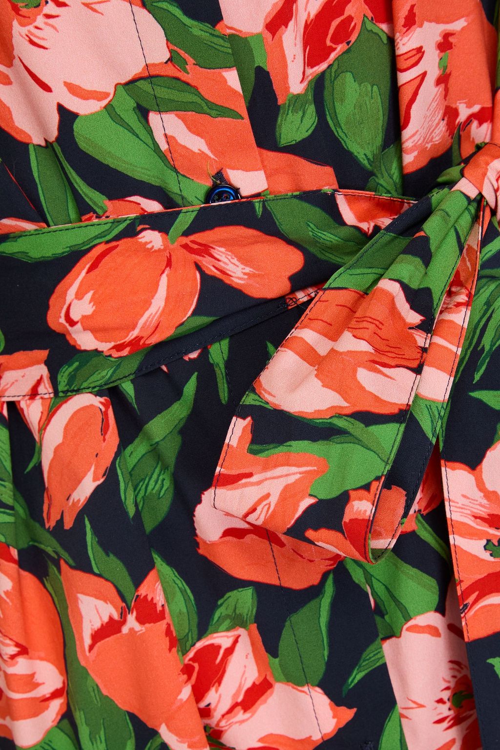 CAROLINA HERRERA Floral-print cotton-blend poplin midi shirt dress