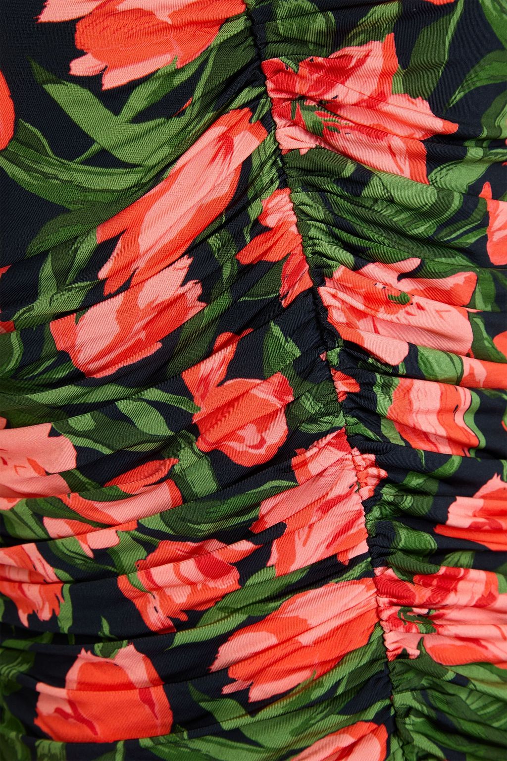 CAROLINA HERRERA Midikleid aus Stretch-Jersey mit floralem Print und Raffungen