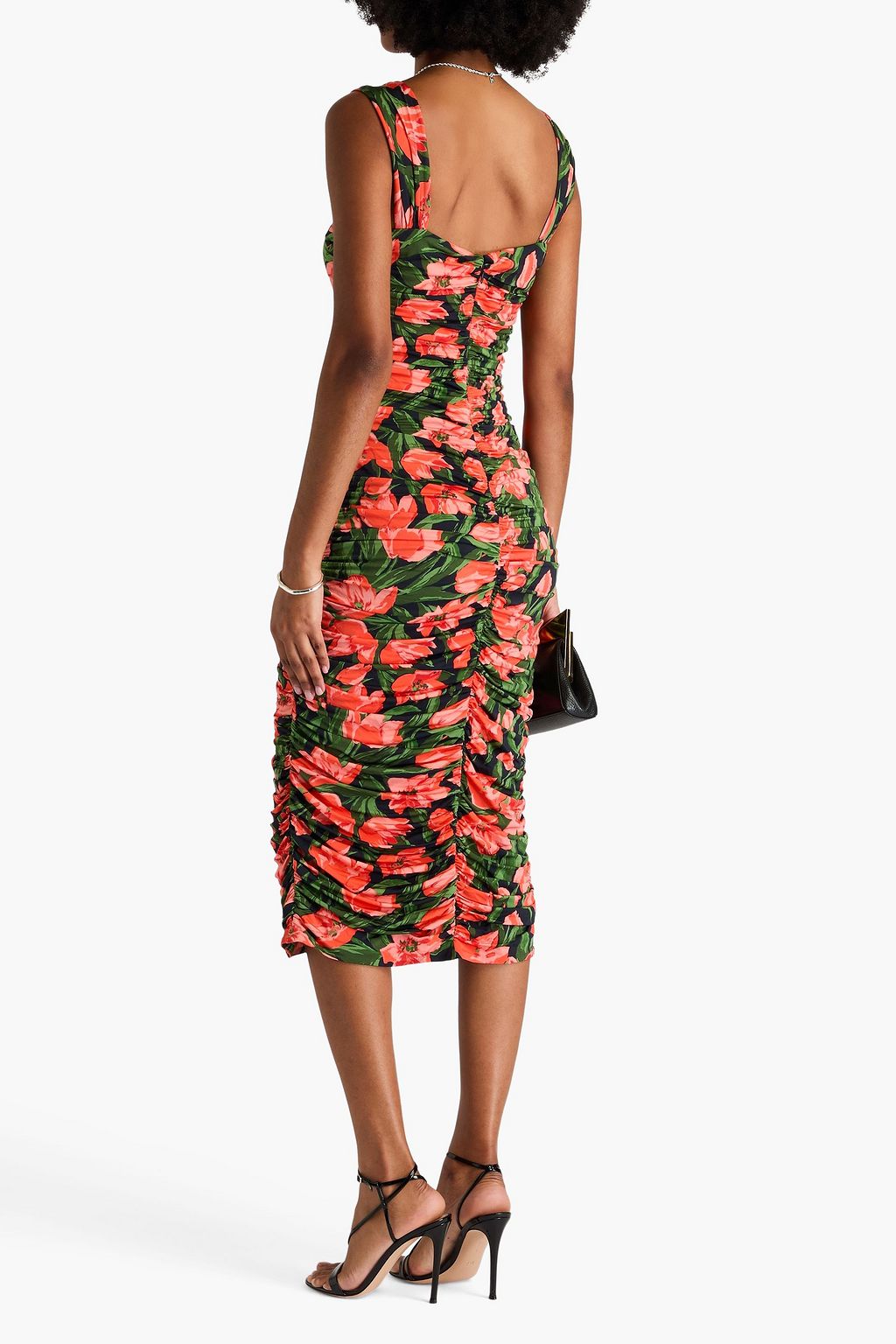 CAROLINA HERRERA Midikleid aus Stretch-Jersey mit floralem Print und Raffungen