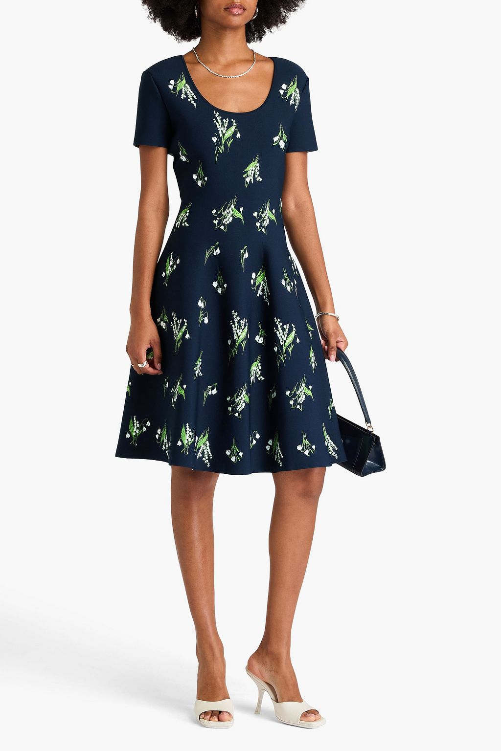 CAROLINA HERRERA Flared jacquard-knit dress