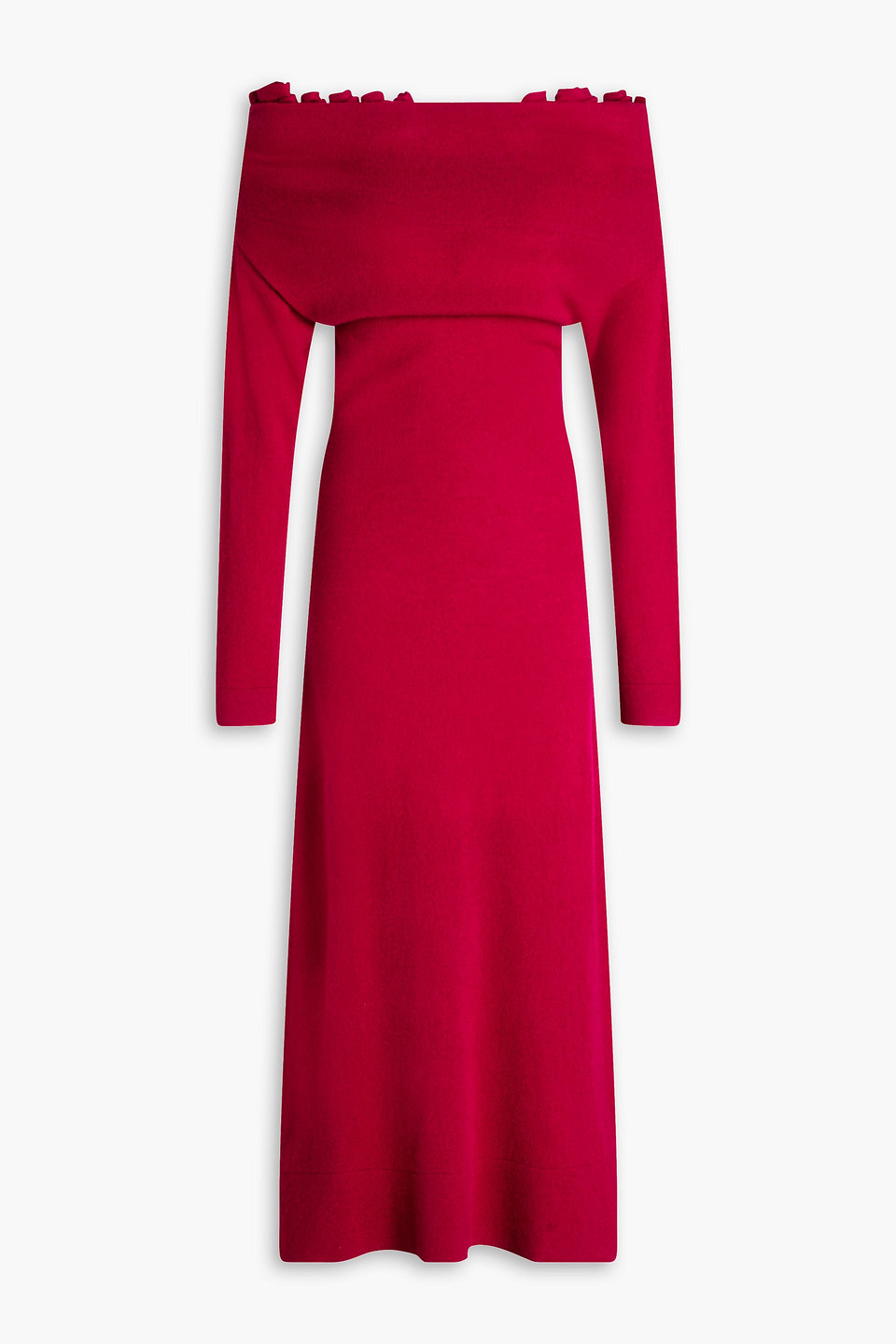 altuzarra - lunaire off-the-shoulder cashmere midi dress - red - m