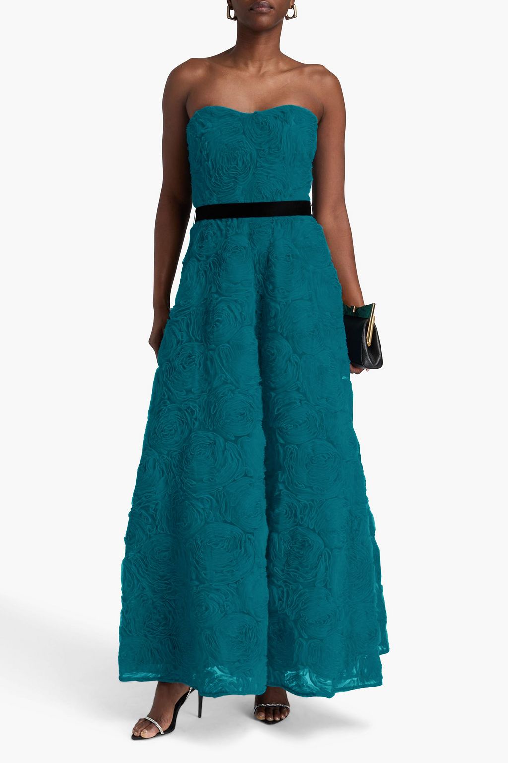 ZAC POSEN Trägerlose Robe aus Tüll mit und Applikationen