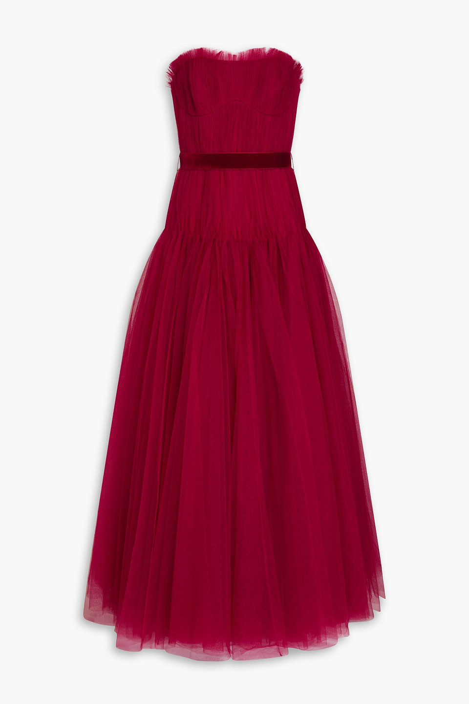 Zac Posen Strapless Pleated Tulle Gown