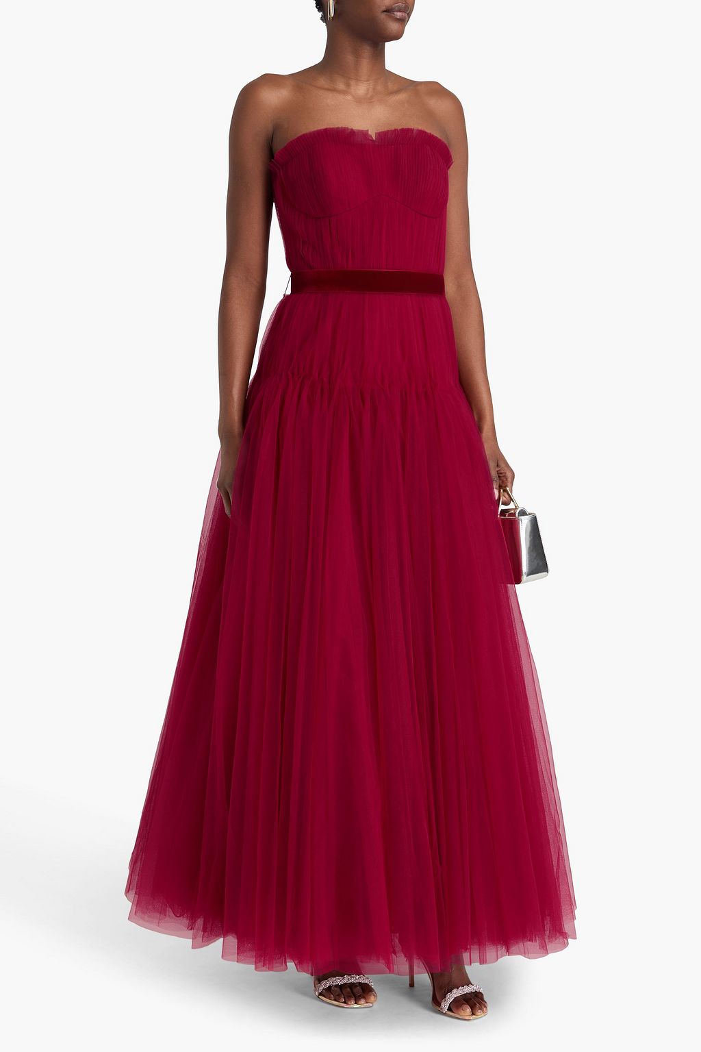 ZAC POSEN Trägerlose Robe aus Tüll mit Falten
