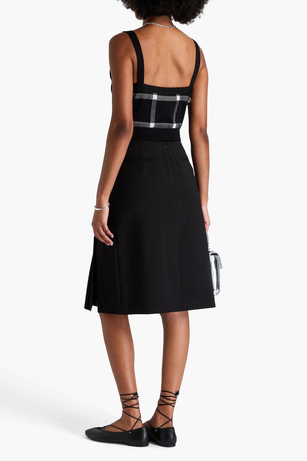 CAROLINA HERRERA Checked wool-blend bra top