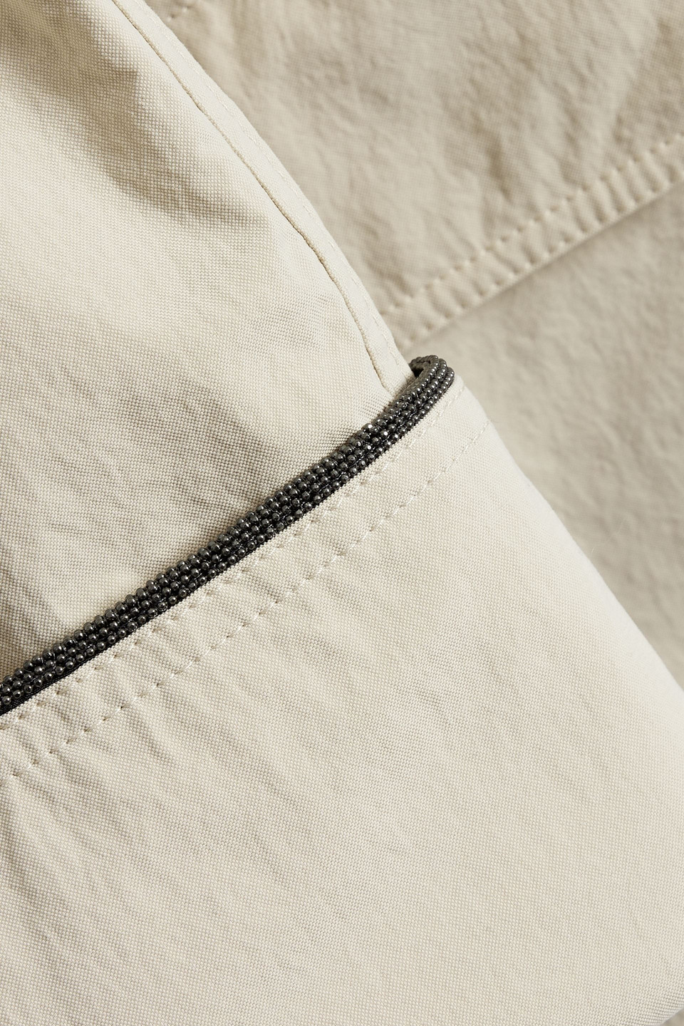 Brunello Cucinelli Bead-embellished Canvas Coat In Neutral