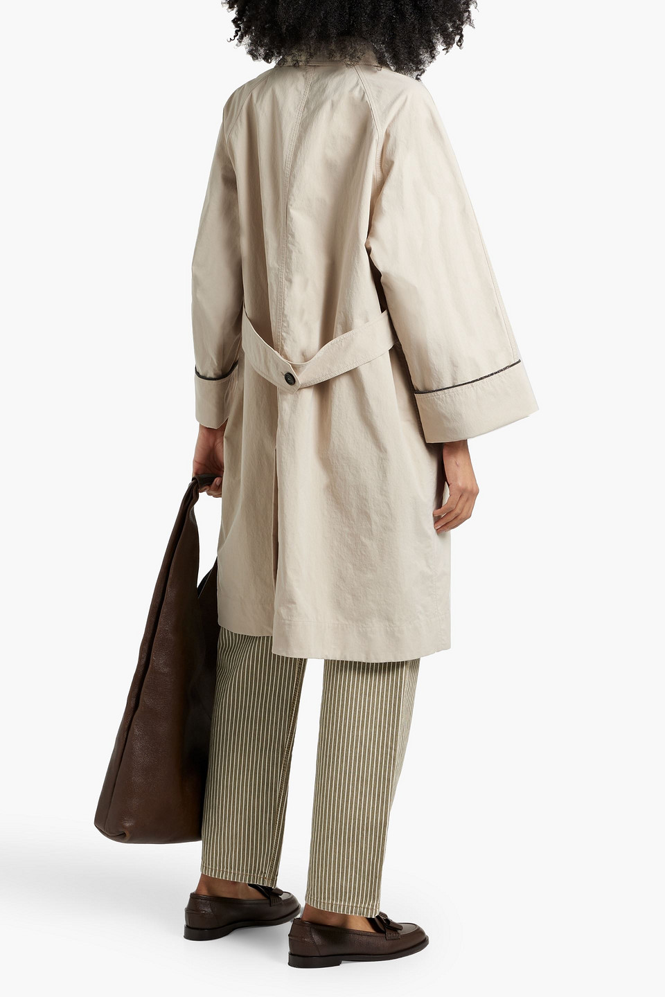Brunello Cucinelli Bead-embellished Canvas Coat In Neutral