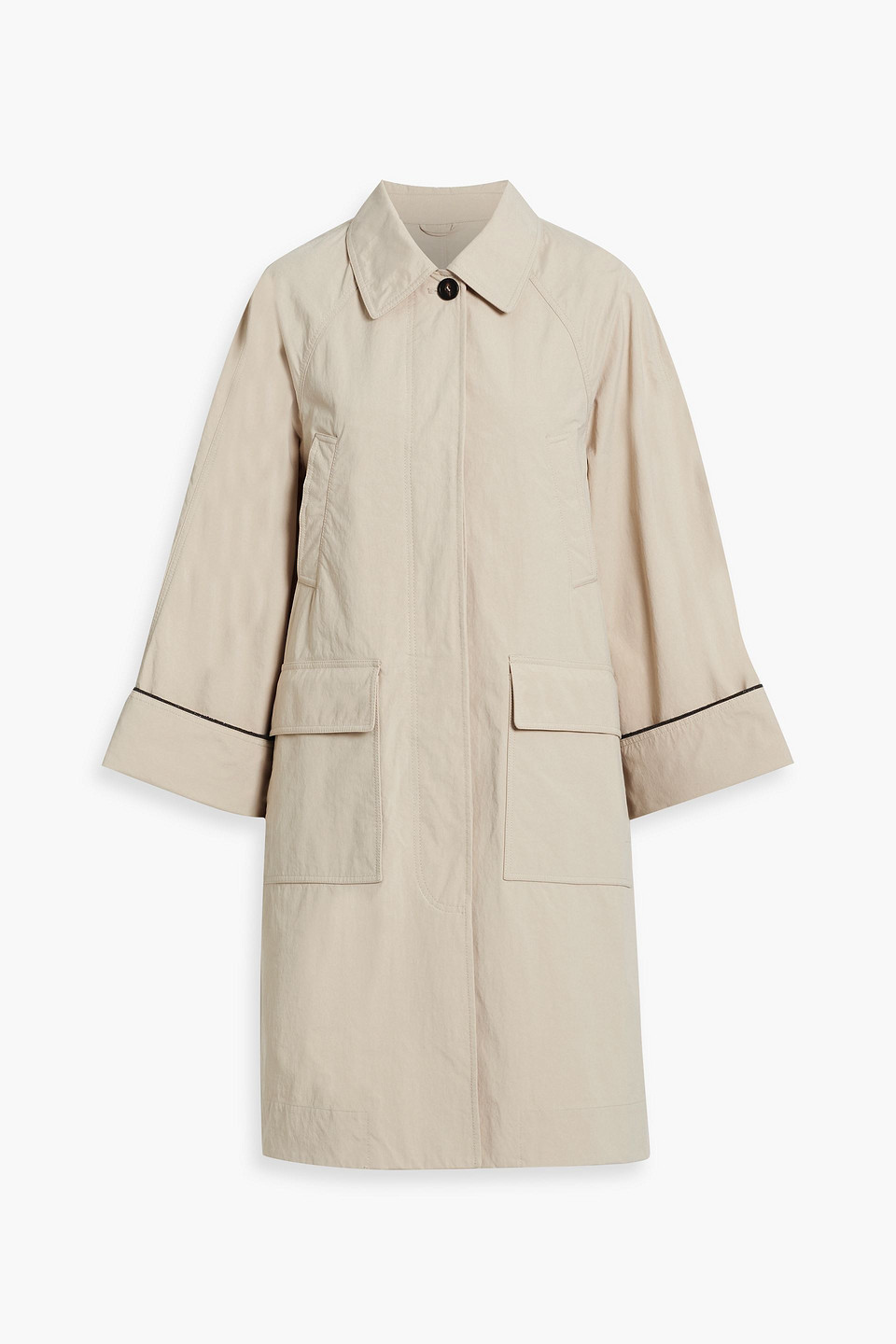 Brunello Cucinelli Bead-embellished Canvas Coat In Neutral