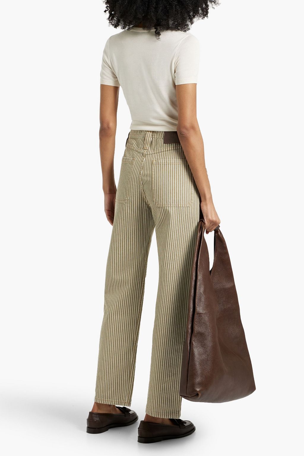 BRUNELLO CUCINELLI Striped cotton-twill straight-leg pants
