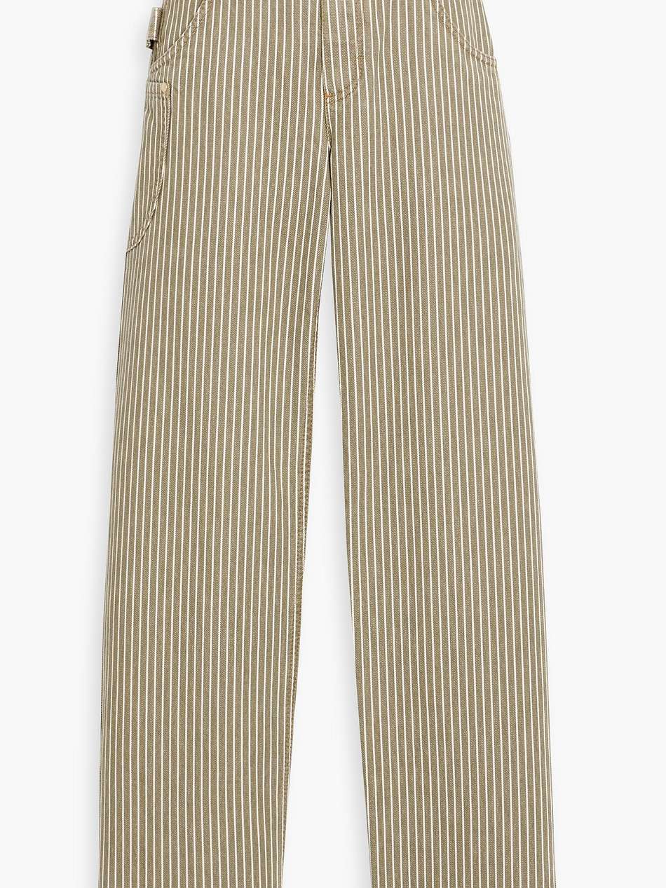striped cotton-twill straight-leg pants