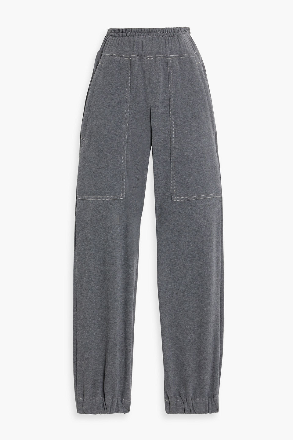Cropped French cotton-terry track pants