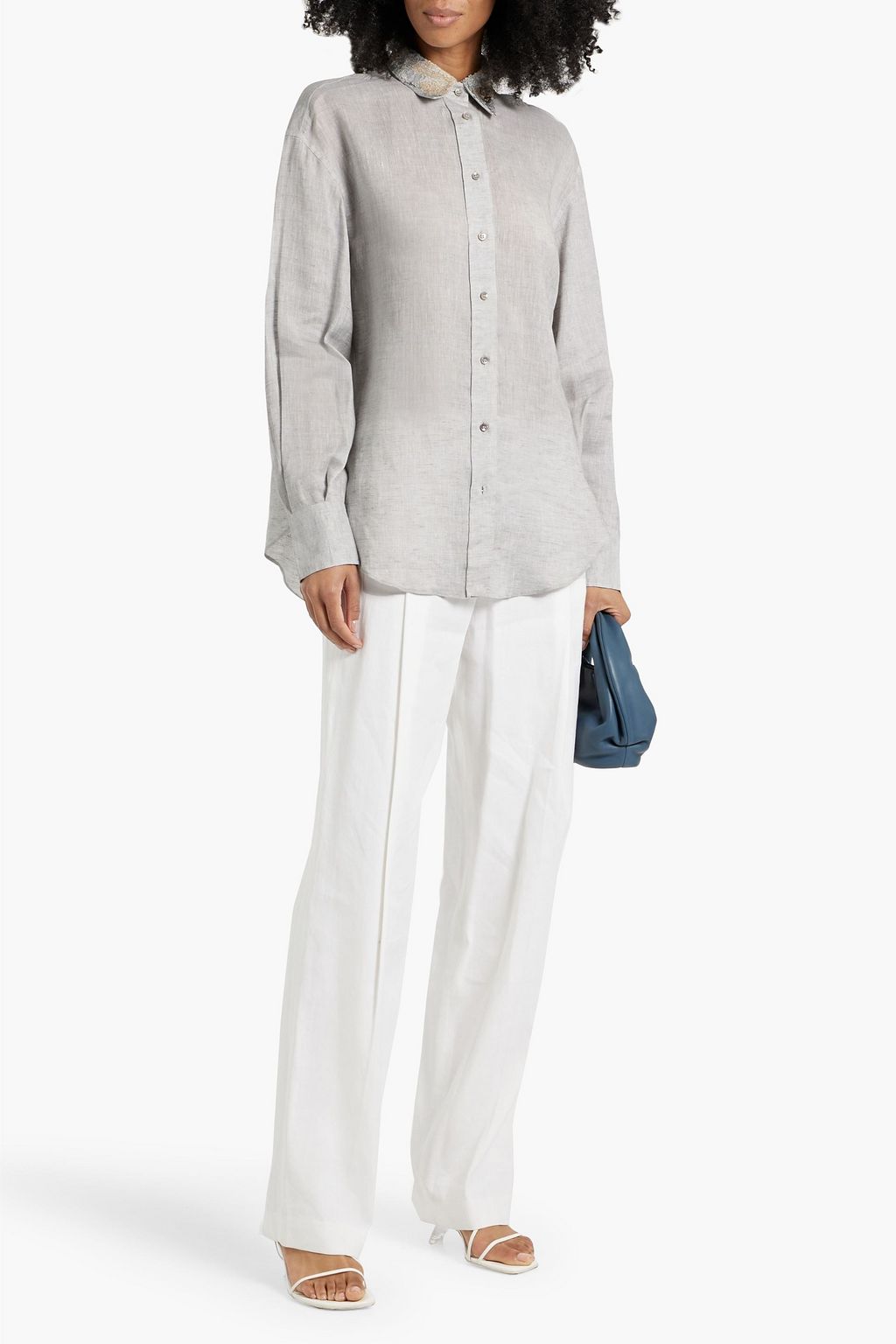 BRUNELLO CUCINELLI Embellished linen shirt