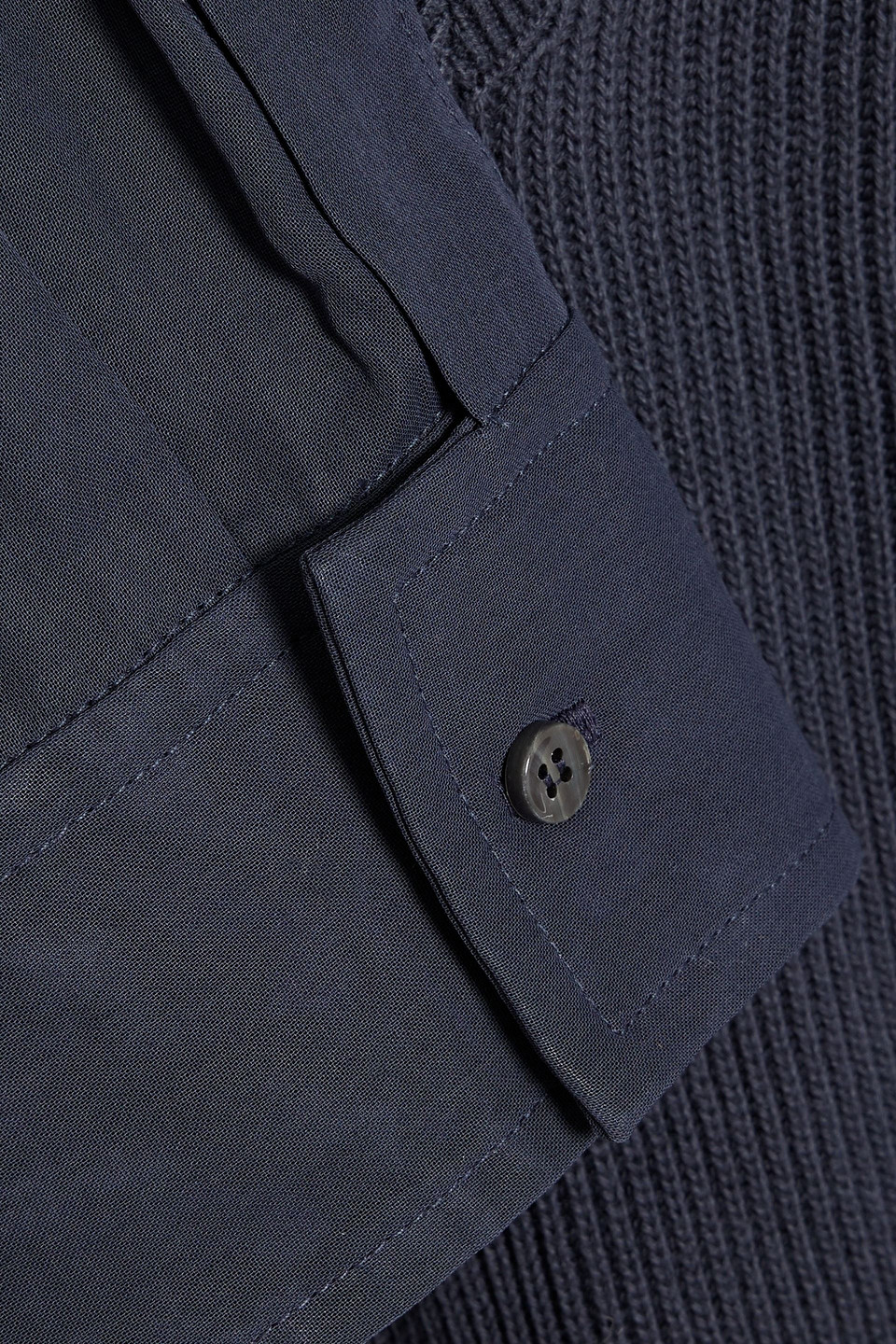 Brunello Cucinelli Voile-paneled Ribbed Cotton Sweater In Gray