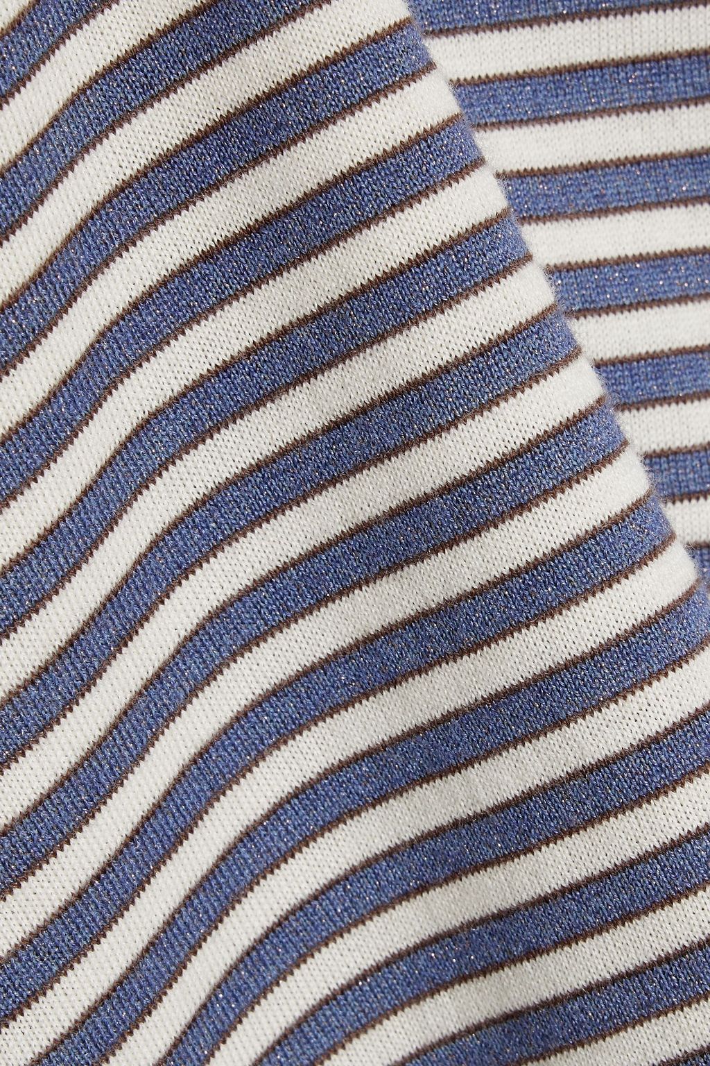 BRUNELLO CUCINELLI Bead-embellished metallic striped cashmere-blend top