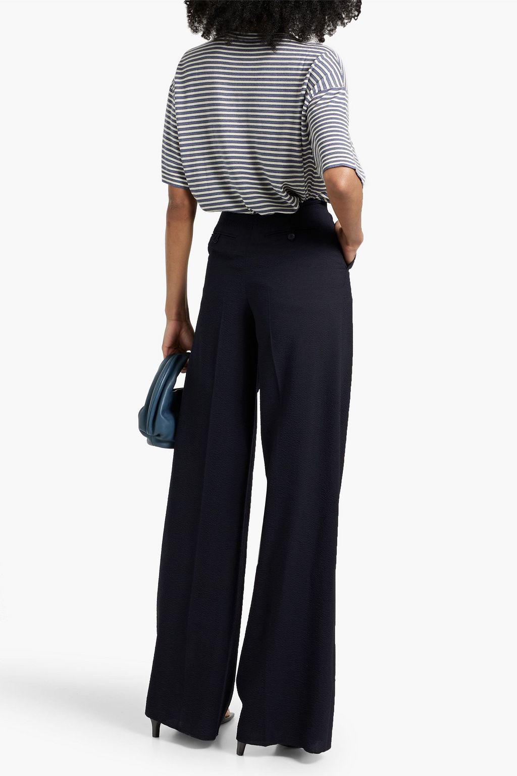 BRUNELLO CUCINELLI Bead-embellished metallic striped cashmere-blend top