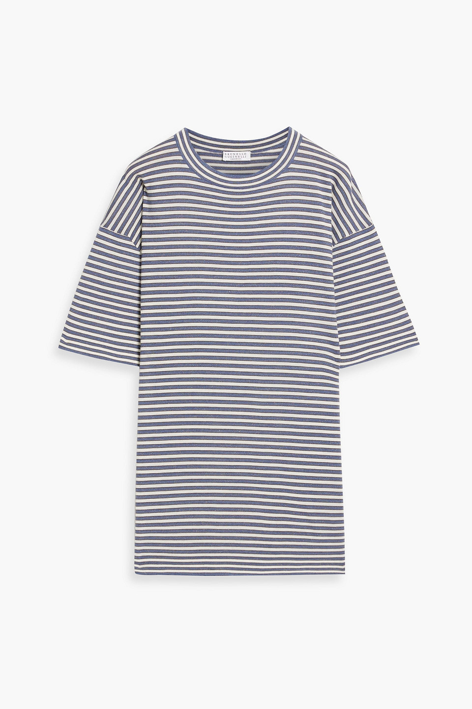 Brunello Cucinelli Bead-embellished Metallic Striped Cashmere-blend Top
