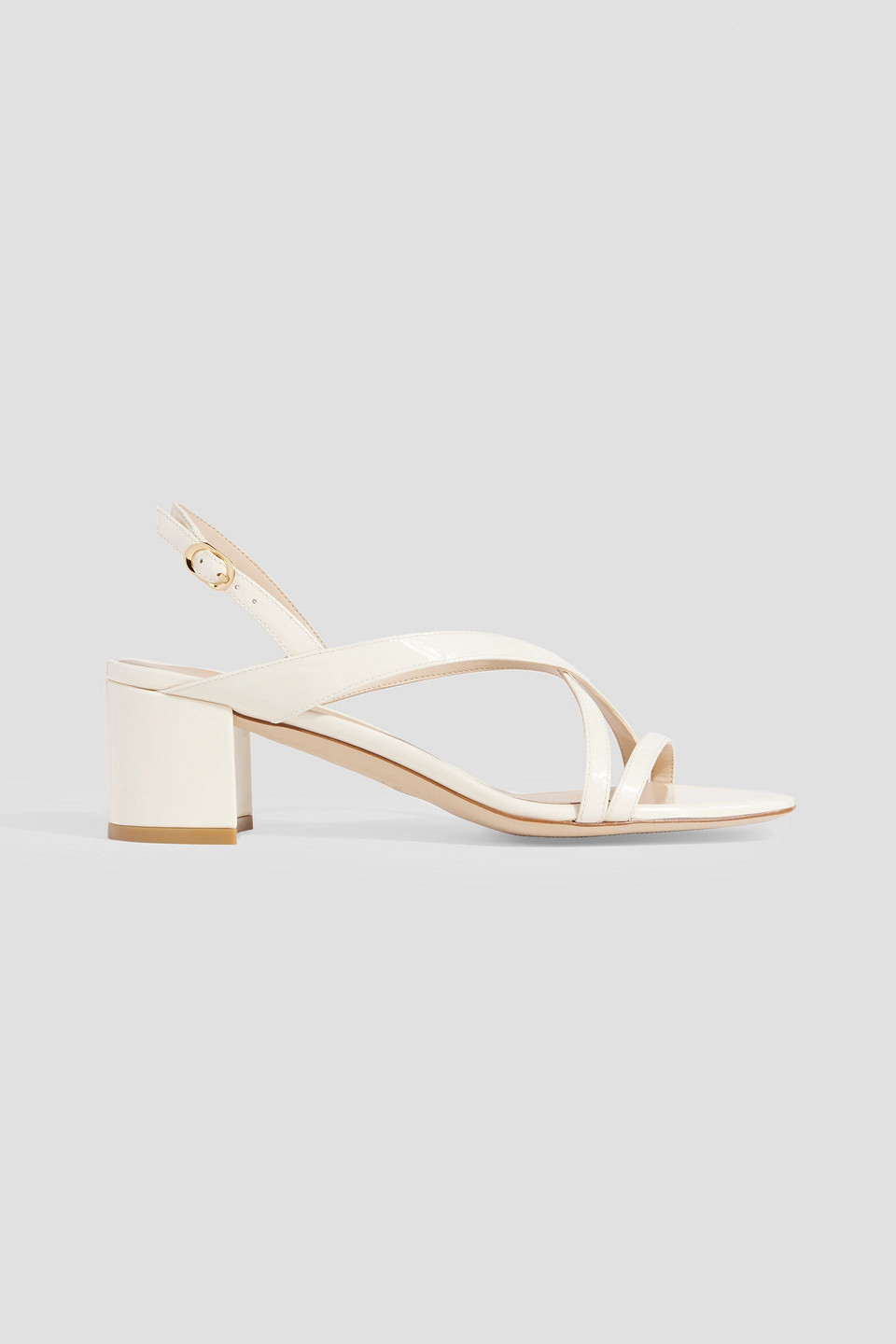 Stuart Weitzman Oasis 50 Patent-leather Slingback Sandals In White