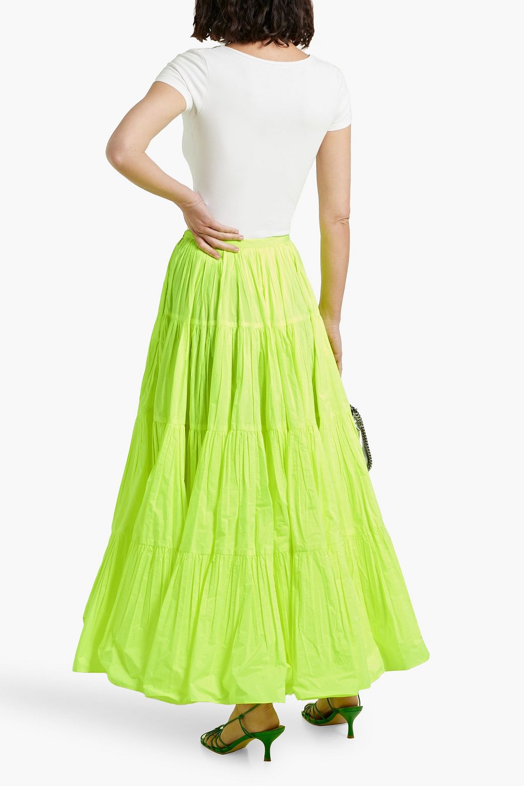 VALENTINO GARAVANI Tiered neon shell maxi skirt