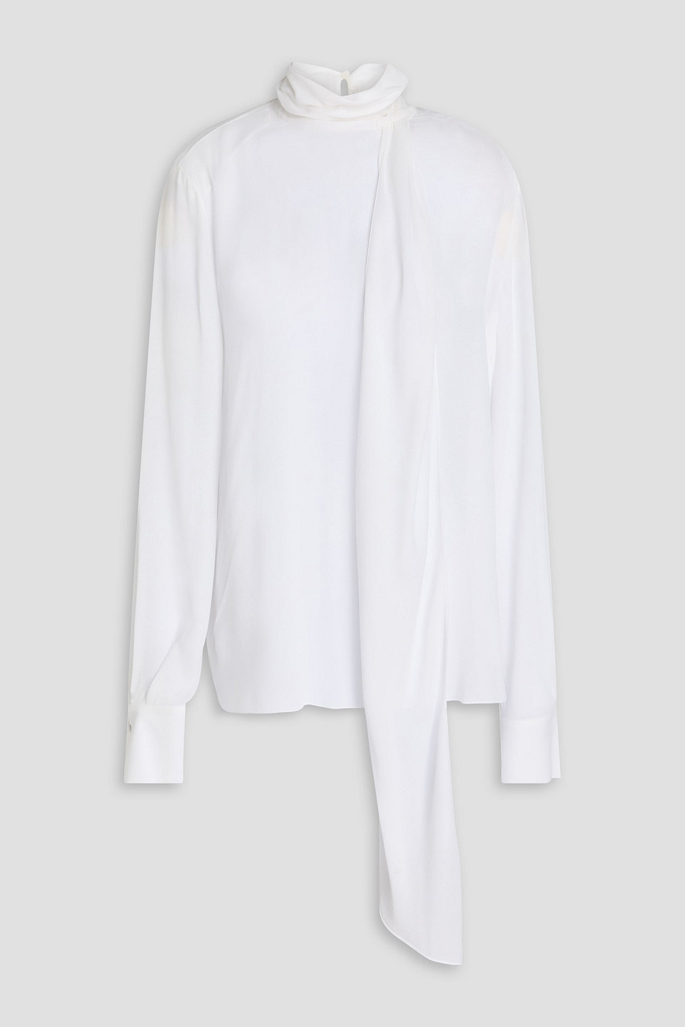 Another Tomorrow Tie-neck Crepe Top In White