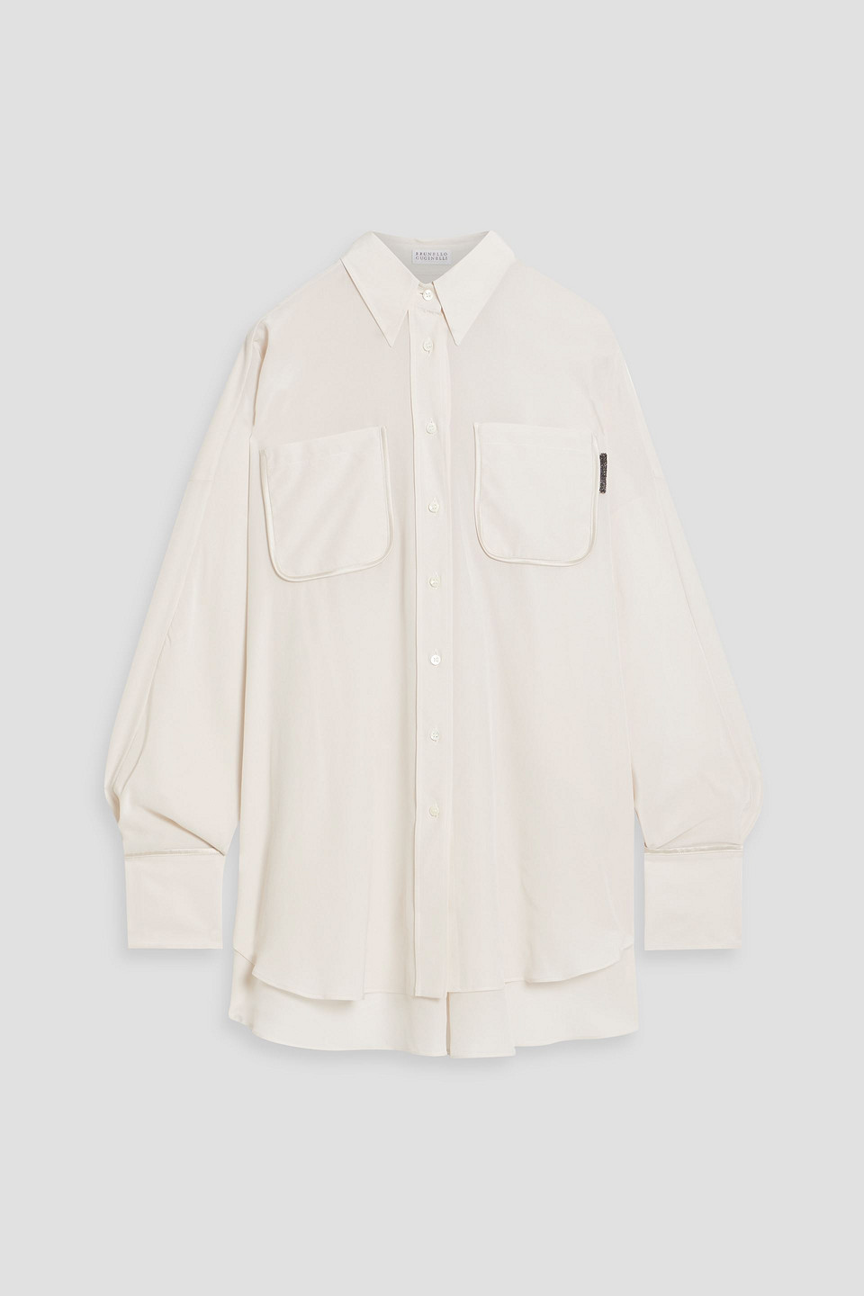 Brunello Cucinelli Bead-embellished Silk Crepe De Chine Shirt