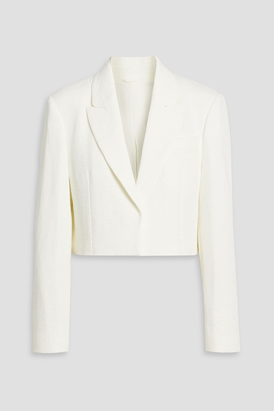 Brunello Cucinelli Cropped Ribbed Linen And Cotton-blend Blazer