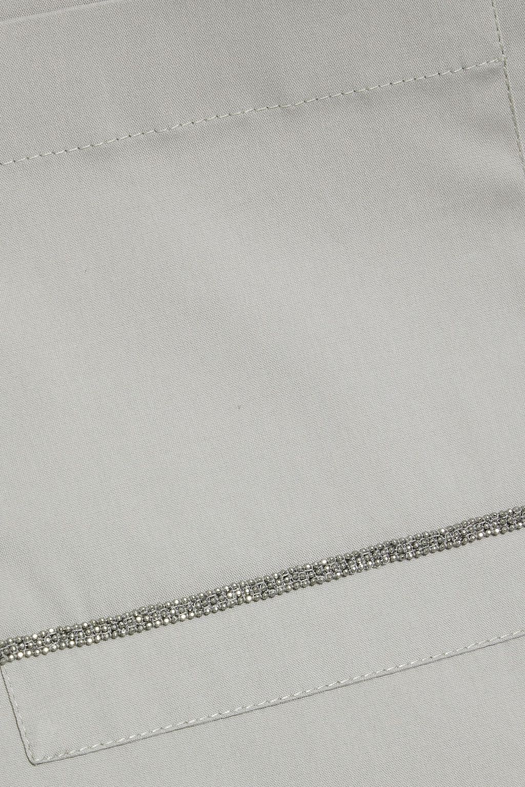 BRUNELLO CUCINELLI Bead-embellished cotton-blend poplin shirt