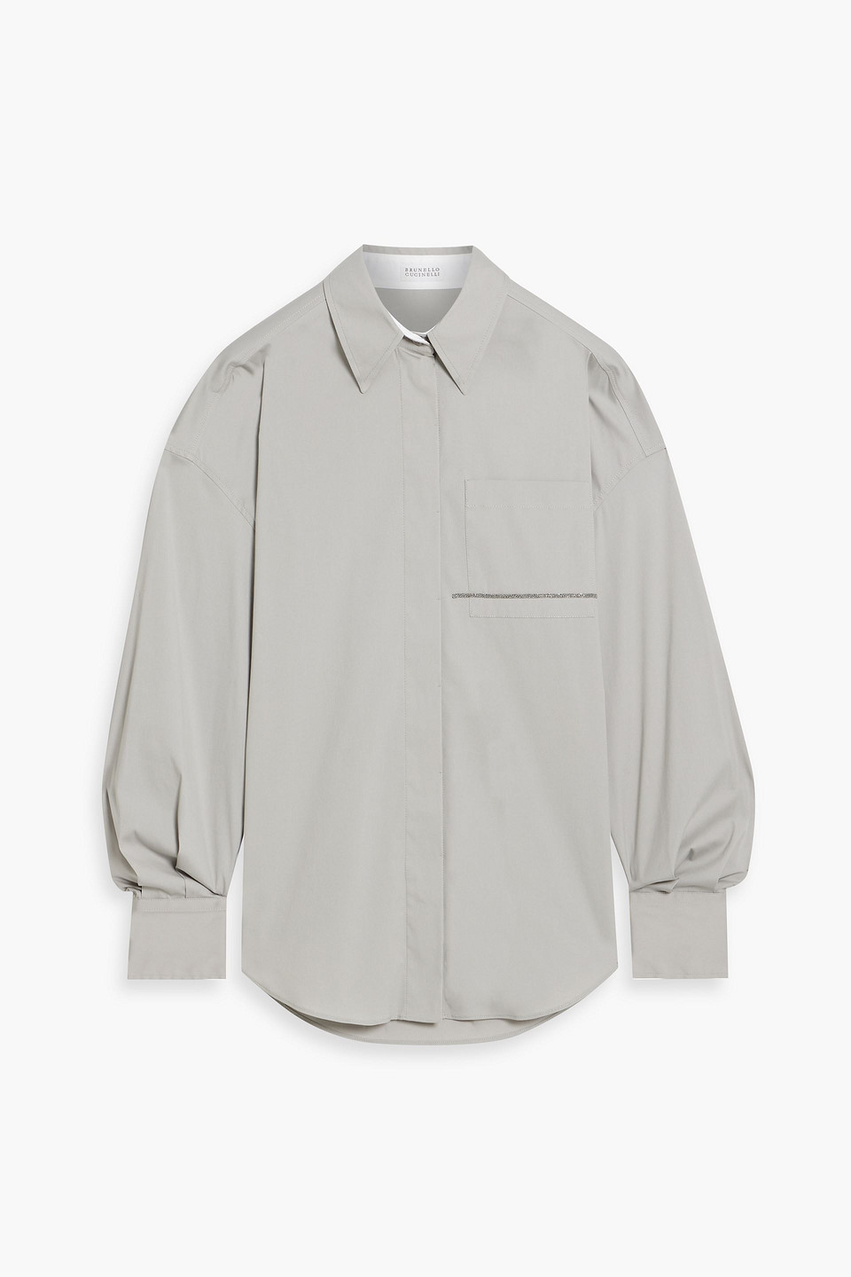 Brunello Cucinelli Bead-embellished Cotton-blend Poplin Shirt