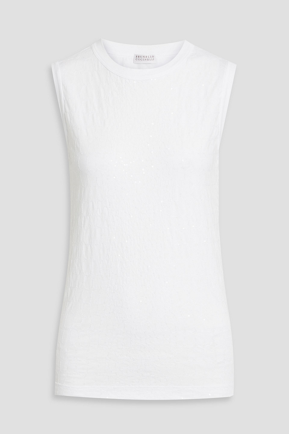 Sequin-embellished cotton-blend jersey tank