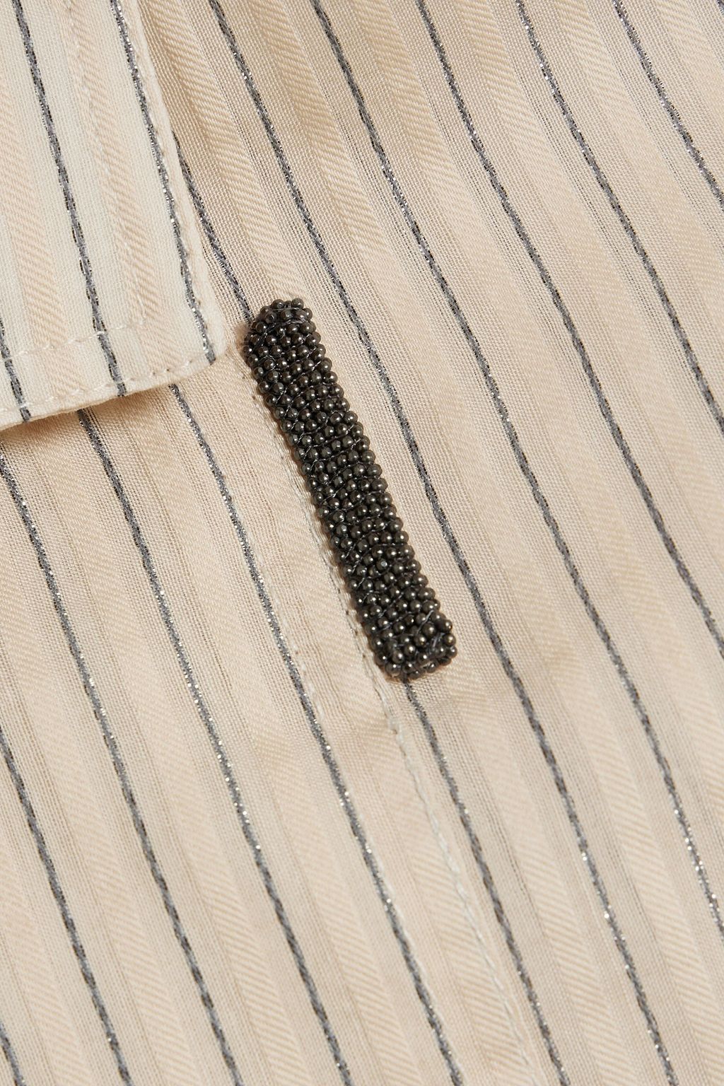 BRUNELLO CUCINELLI Bead-embellished striped cotton-blend shirt