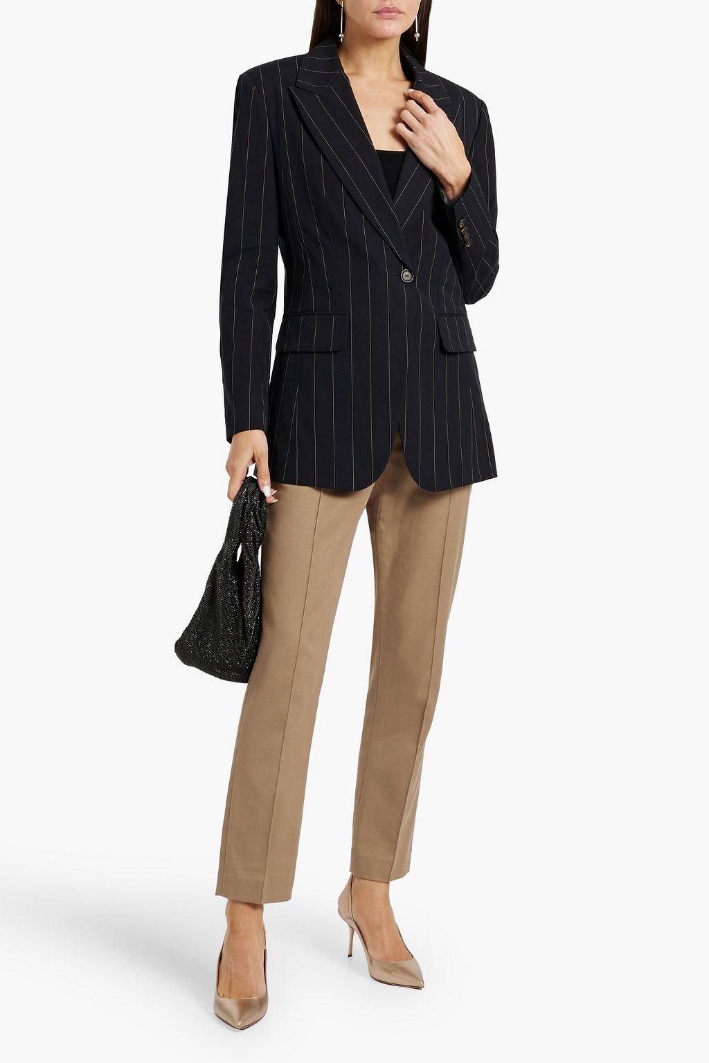 BRUNELLO CUCINELLI Pinstriped cotton-blend blazer