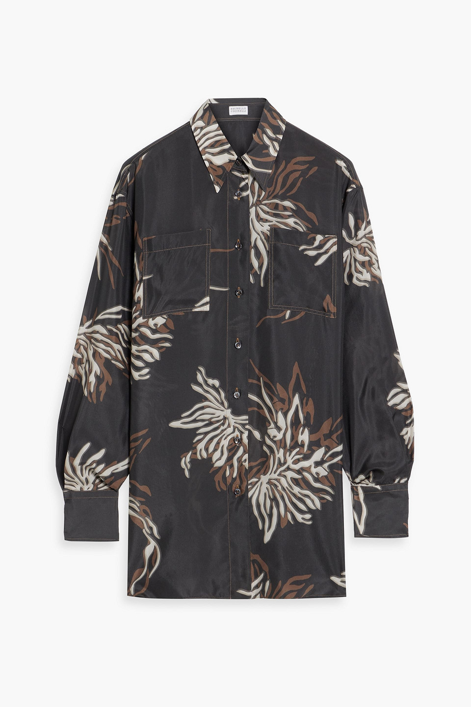 Brunello Cucinelli Printed Silk Crepe De Chine Shirt