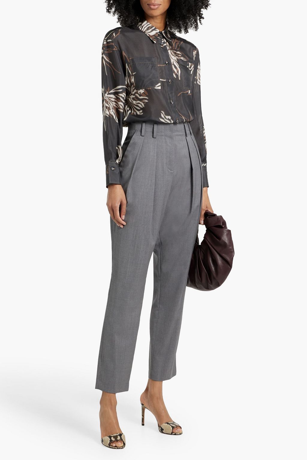 BRUNELLO CUCINELLI Printed silk crepe de chine shirt