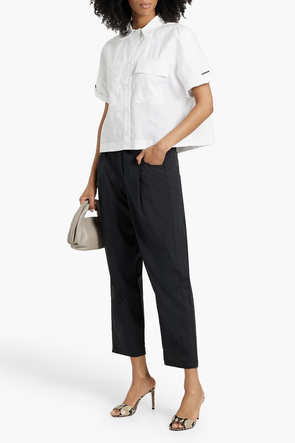 Brunello Cucinelli Bead-embellished Cotton Tapered Pants